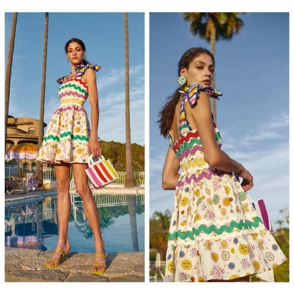 CeliaB Suhail Dress Sun Moon Print Astronomy Kitschy Whimsical Colorful size XS - Picture 16 of 16